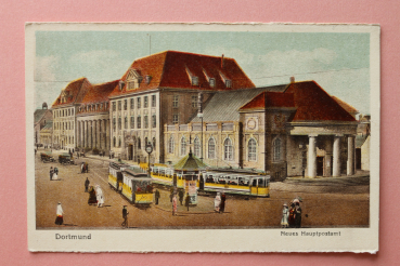 Ansichtskarte AK Dortmund 1919-1930 Neues Haupt Postamt Post Straßenbahn Architektur Ortsansicht NRW
